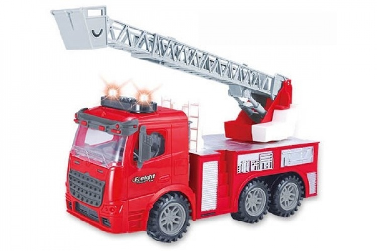 CONTRUCK Brandbil med stige, lys, lyd & Try Me 1:14 rød