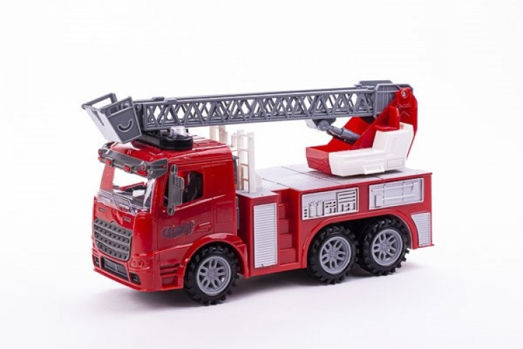 CONTRUCK Brandbil med stige, lys, lyd & Try Me 1:14 rød