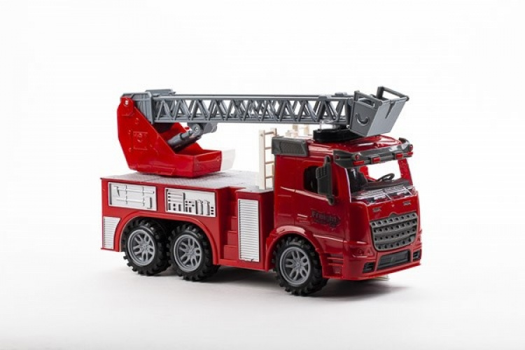 CONTRUCK Brandbil med stige, lys, lyd & Try Me 1:14 rød