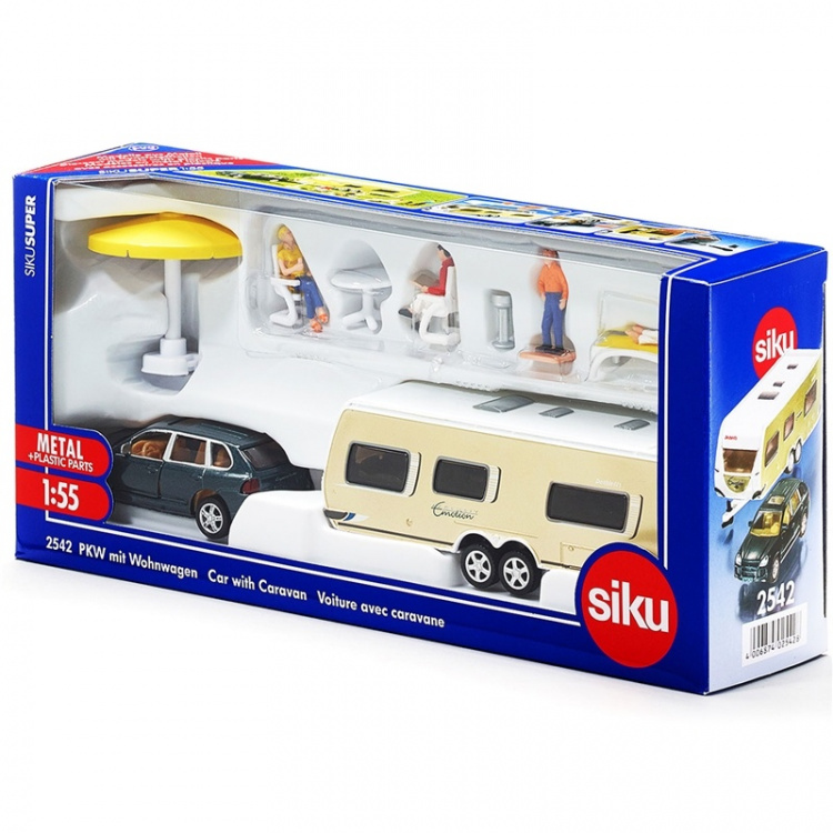 SIKU Personbil med husvagn 1:55