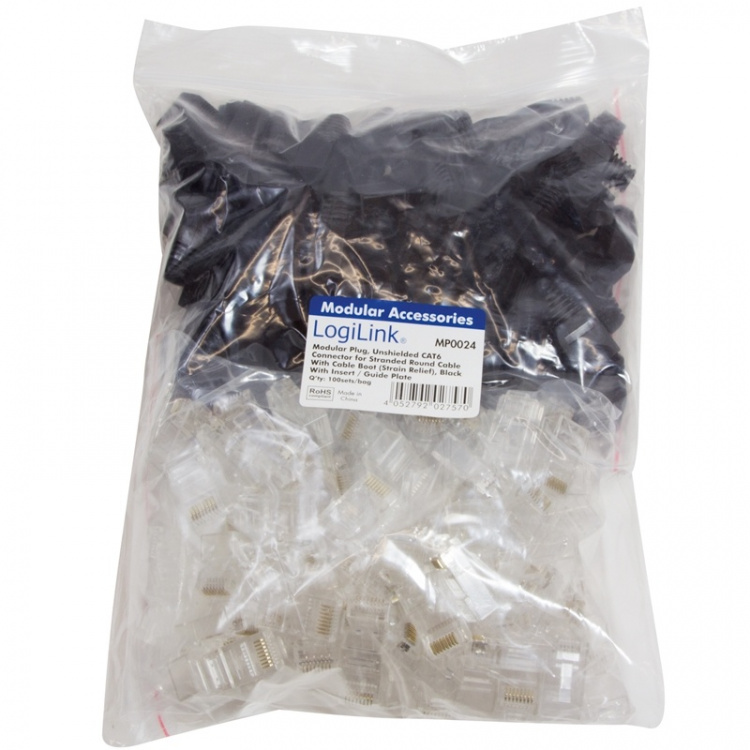 LogiLink Modularplugg + Böjskydd Cat6 O
