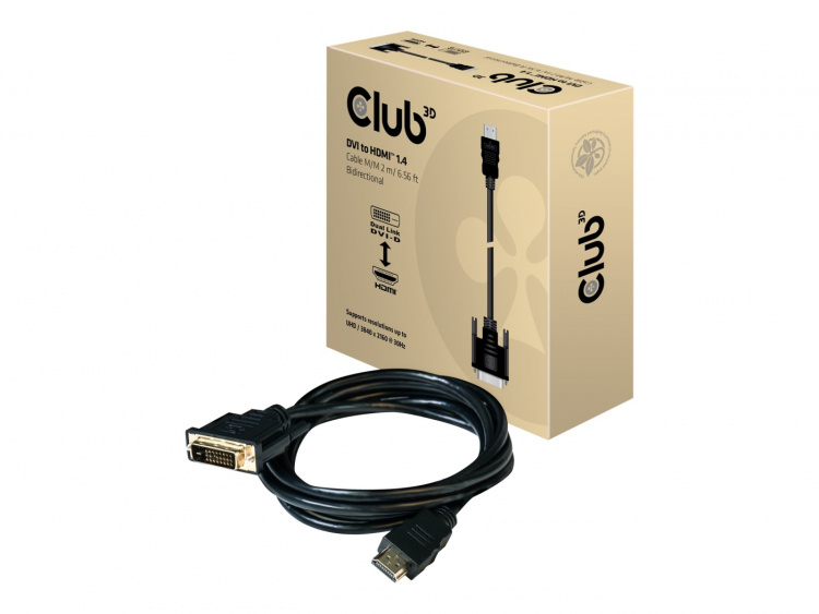 CLUB3D DVI to HDMI 1.4 Cable M/M 2m/ 6.56ft Bidirectional