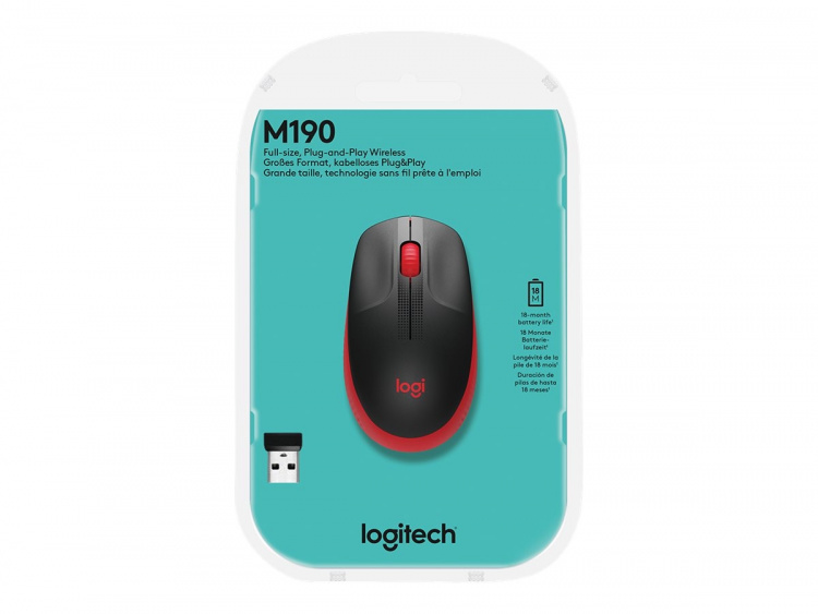 Logitech M190 datormöss Ambidextrous RF Trådlös Optisk 1000 DPI