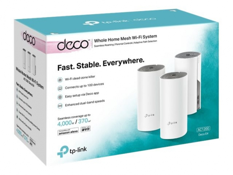 TP-LINK Deco E4 (3-pack) Dual-band (2,4 GHz / 5 GHz) Wi-Fi 5 (802.11ac) Vit, Grå