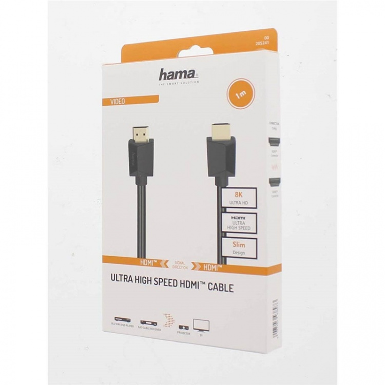 Hama Kabel HDMI High Speed 8K 48Gbit/s Sort 1.0m Hama Kabel HDMI High Speed 8K 48Gbit/s Sort 1.0m