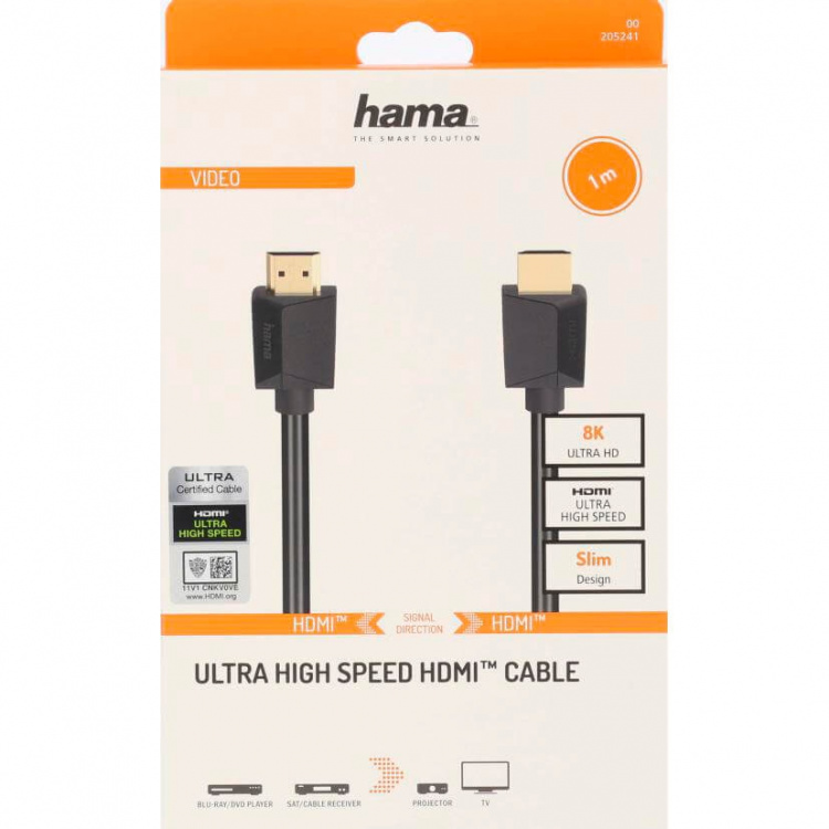 Hama Kabel HDMI High Speed 8K 48Gbit/s Sort 1.0m Hama Kabel HDMI High Speed 8K 48Gbit/s Sort 1.0m
