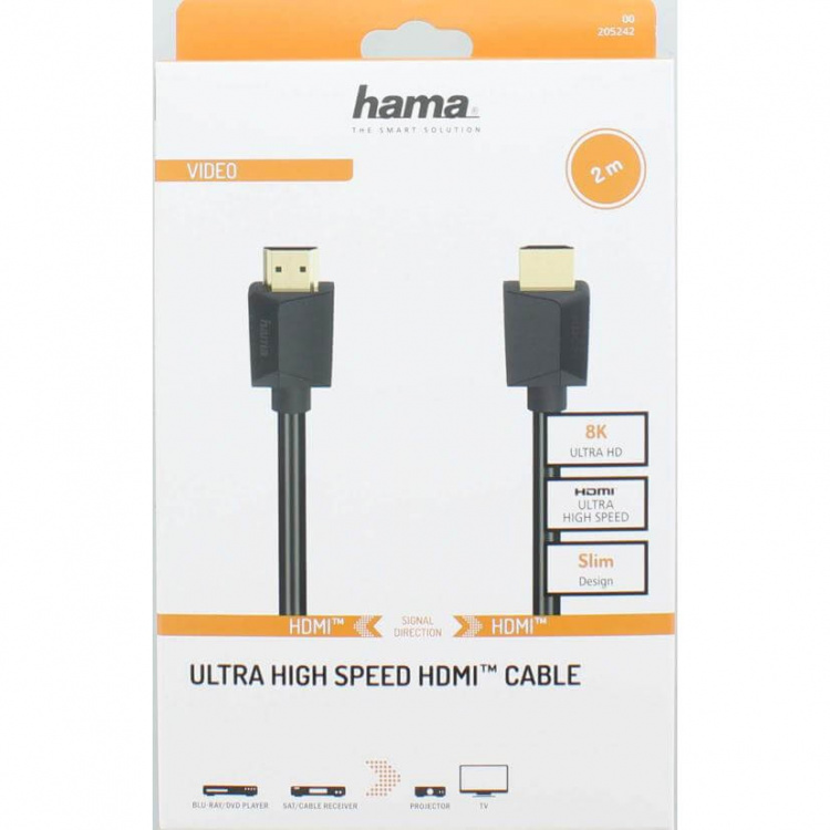 Hama Kabel HDMI High Speed 8K 48Gbit/s Sort 2.0m