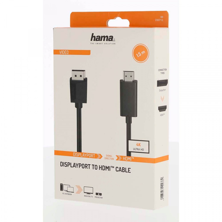 Hama Kabel DisplayPort-HDMI 4K 1.5m Sort