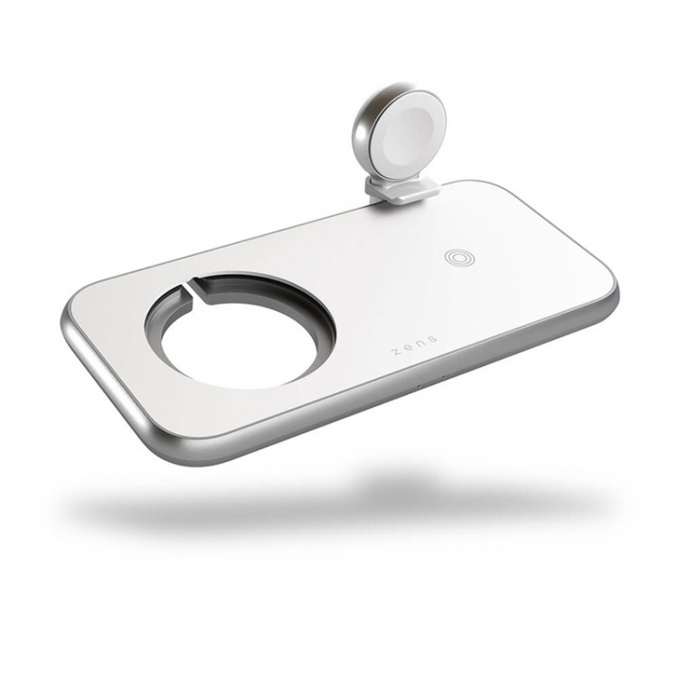 Zens 4i1 Lader Designet til Magsafe 10W + Plads til Magsafe + USB-A + Apple Watch