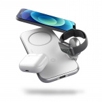 Zens 4i1 Lader Designet til Magsafe 10W + Plads til Magsafe + USB-A + Apple Watch