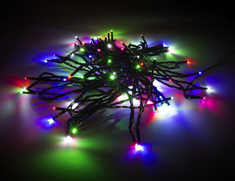 Lyskæde, 10 m, 80 LED, transformator, udendørs, RGB