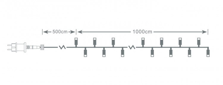 Lyskæde, 10 m, 80 LED, transformer, udendørs, varm hvid Lyskæde, 10 m, 80 LED, transformer, udendørs, varm hvid