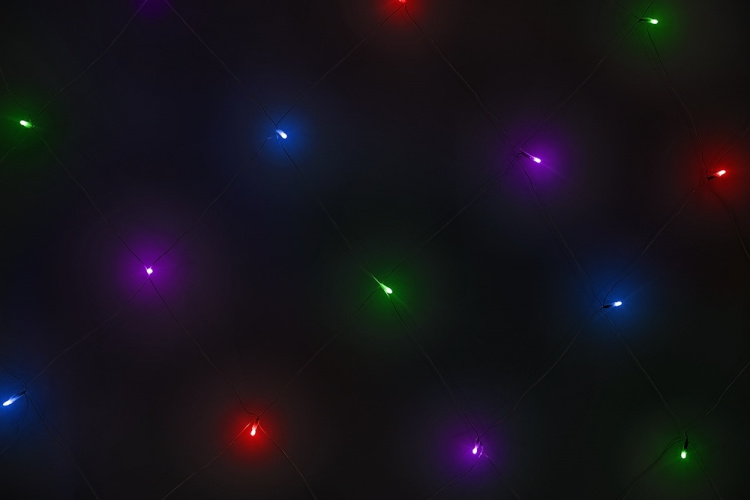 Net lyskæde, udendørs, 120 x 150 cm, 45 LED, adapter, Multi farvet