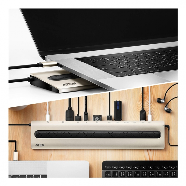 ATEN USB-C Multiport Dock with Power Pass-Through (13 Devices) ATEN USB-C Multiport Dock with Power Pass-Through (13 Devices)