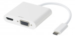 DELTACO USB-C docking station, HDMI/VGA/USB-C, 100W USB-C PD 3.0,white