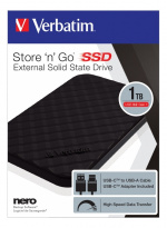 Verbatim Store \'n\' Go portable SSD USB 3.2 Gen1 1TB Black USB-C