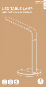 DELTACO OFFICE LED bordlampe med Qi fast charge, timerfunktion, 400lm, DELTACO OFFICE LED bordlampe med Qi fast charge, timerfunktion, 400lm,