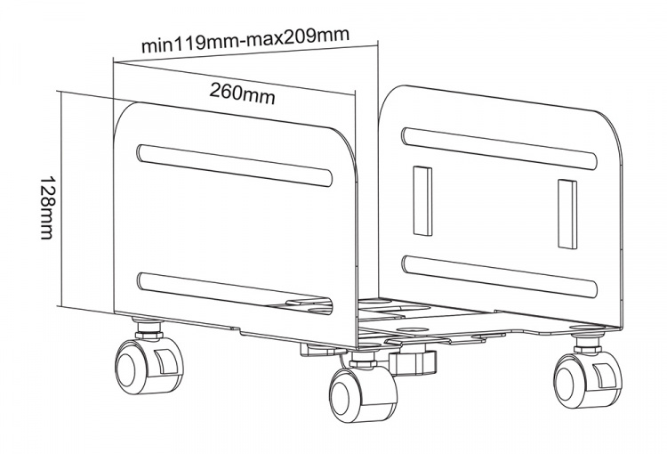 DELTACO Universal Mobile CPU Stand