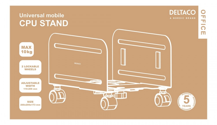 DELTACO Universal Mobile CPU Stand