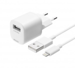 DELTACO USB wall charger, USB-A, 2,4 A, incl. 1 m USB-A to Lightning DELTACO USB wall charger, USB-A, 2,4 A, incl. 1 m USB-A to Lightning