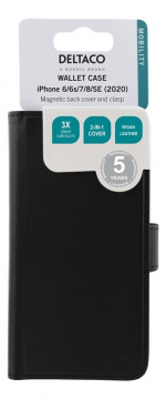 DELTACO wallet case 2-in-1, iPhone 6/6s/7/8/SE (2020/2022), magnetic DELTACO wallet case 2-in-1, iPhone 6/6s/7/8/SE (2020/2022), magnetic