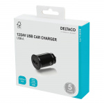 DELTACO 12/24 V USB car charger with compact size and 1x USB-A port, 2 DELTACO 12/24 V USB car charger with compact size and 1x USB-A port, 2