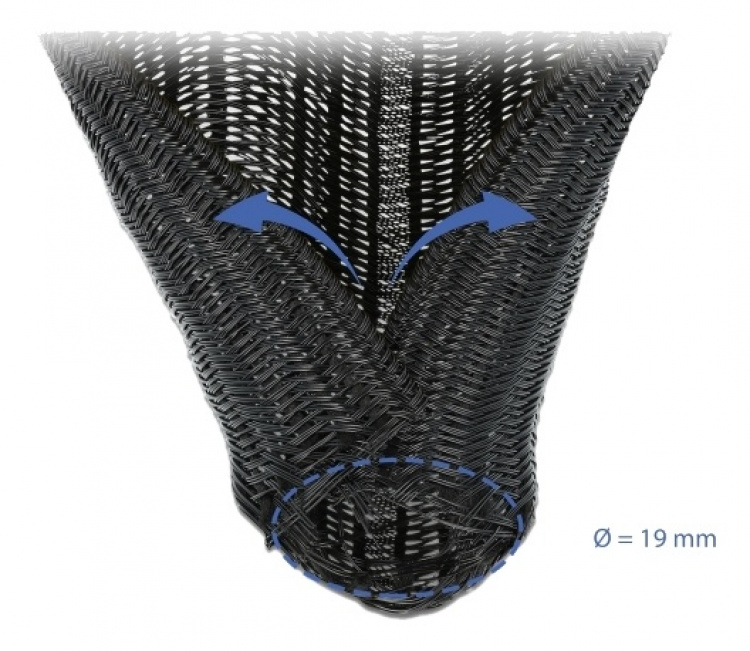 Delock Braided Sleeving self-closing 5 m x 19 mm black