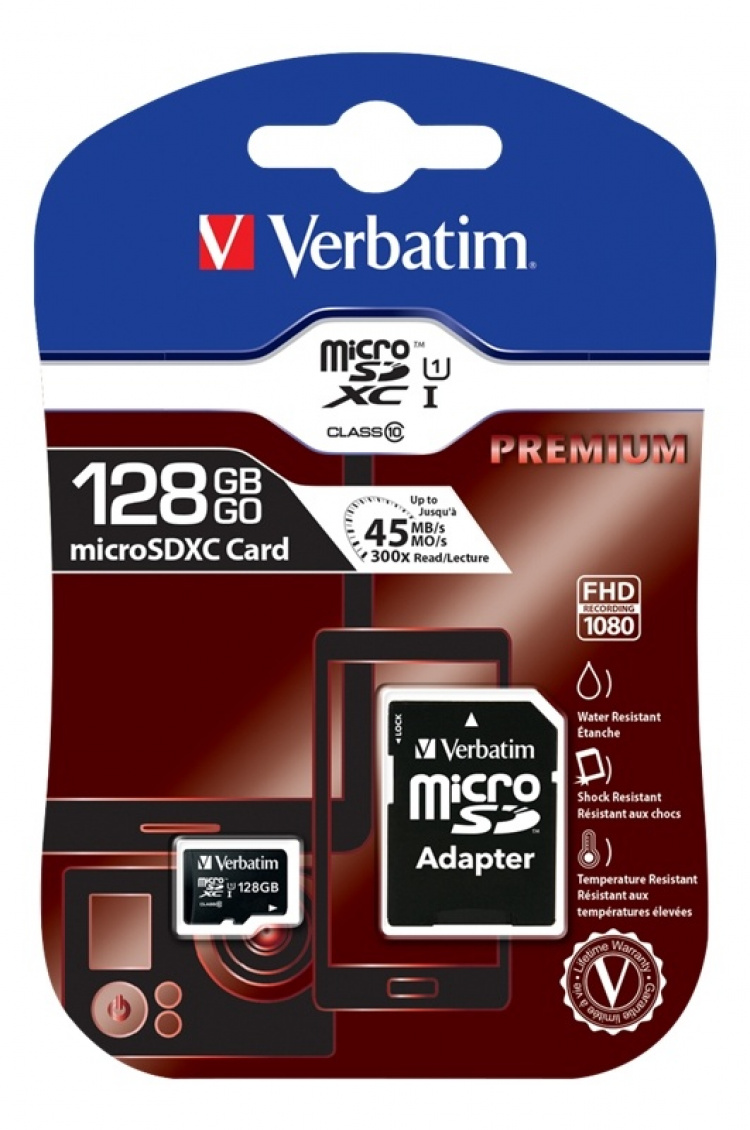 Verbatim SD Micro (SDXC) Class 10 m. adapter 128 GB