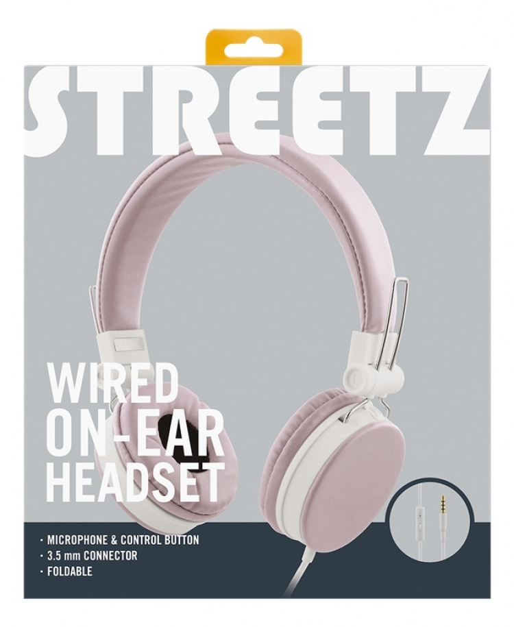 STREETZ headphones with microphone, foldable, 3.5 mm connection, 1 but STREETZ headphones with microphone, foldable, 3.5 mm connection, 1 but