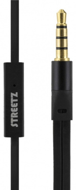STREETZ in-ear headset, 1-button remote, 3.5mm, microphone, black STREETZ in-ear headset, 1-button remote, 3.5mm, microphone, black