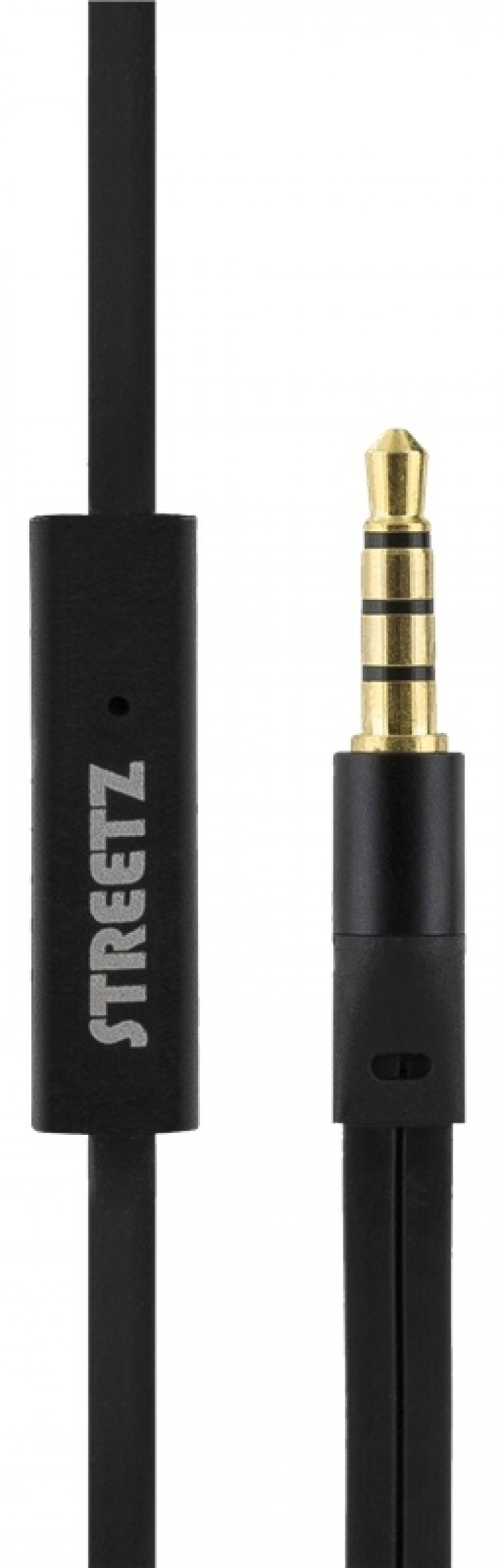 STREETZ stay-in-ear headset, 1-button remote, 3.5mm, microphone, black