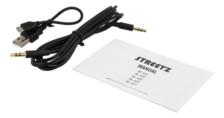 STREETZ Foldable on-ear BT headset, 3.5 mm, black