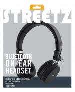 STREETZ Foldable on-ear BT headset, 3.5 mm, black