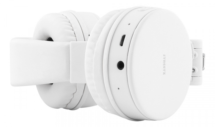 STREETZ Foldable on-ear BT headset, 3.5 mm, white