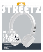 STREETZ Foldable on-ear BT headset, 3.5 mm, white