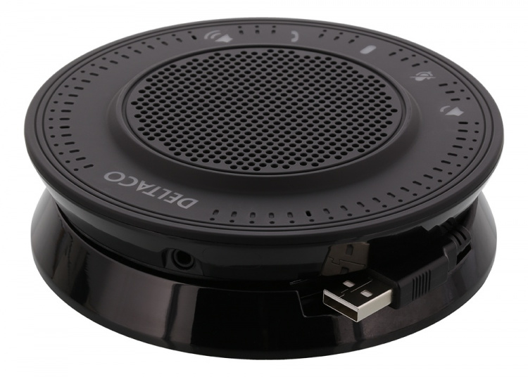 DELTACO OFFICE Konferencehøjttaler tlf. m. USB, 3,5mm-jack, VoIP, sort
