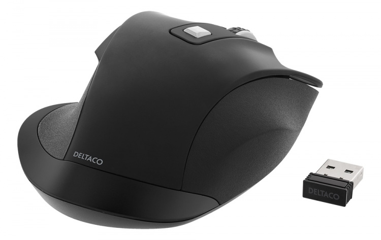 DELTACO Office ergonomic mouse, silent clicks, wireless 2.4G, 2400 DPI DELTACO Office ergonomic mouse, silent clicks, wireless 2.4G, 2400 DPI
