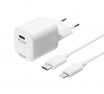 DELTACO USB wall charger, USB-C, PD 20 W, including 1 m C to Lightning DELTACO USB wall charger, USB-C, PD 20 W, including 1 m C to Lightning