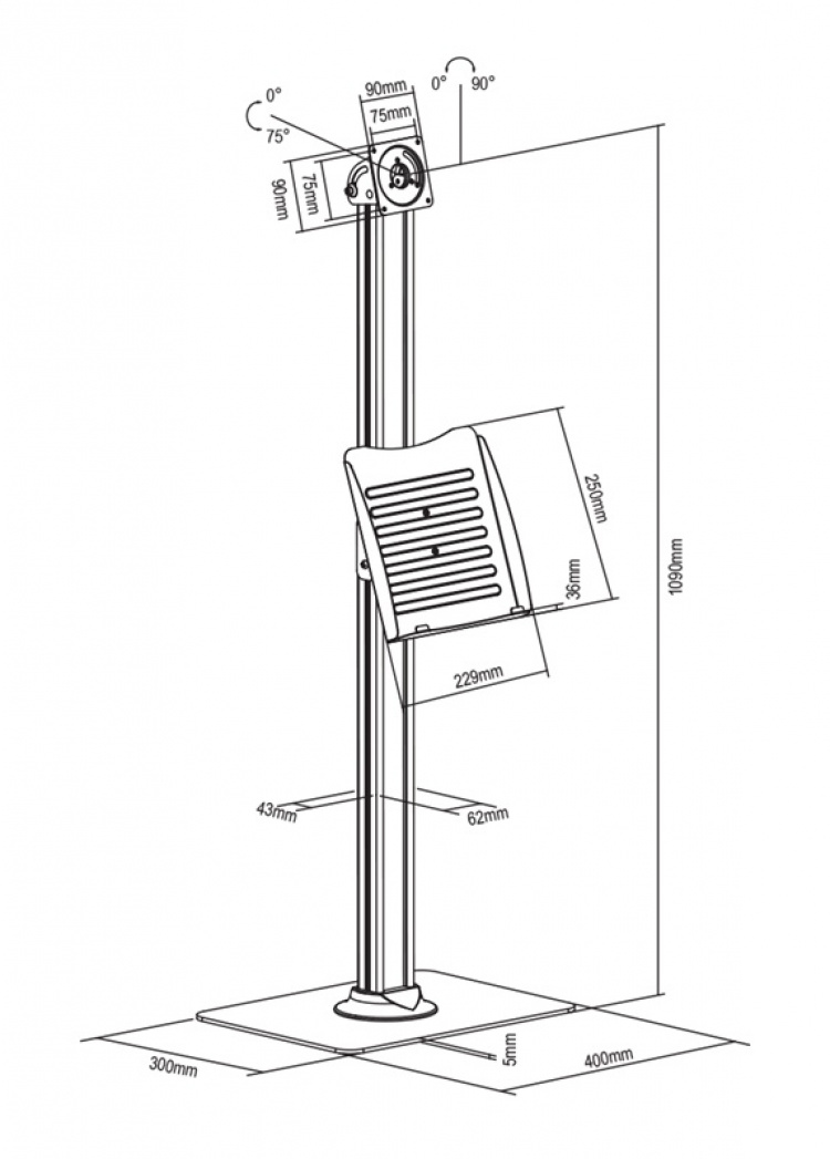 DELTACO Office Floor stand for tablet