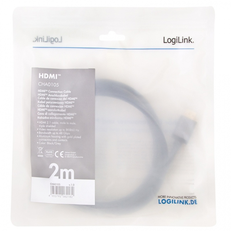 LogiLink HDMI-kabel Ultra High Speed 8K LogiLink HDMI-kabel Ultra High Speed 8K