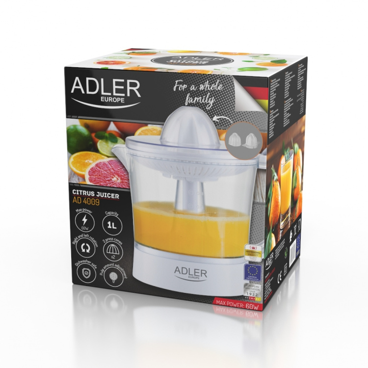 Adler Citruspresser inkl. målekande 1L, hvid