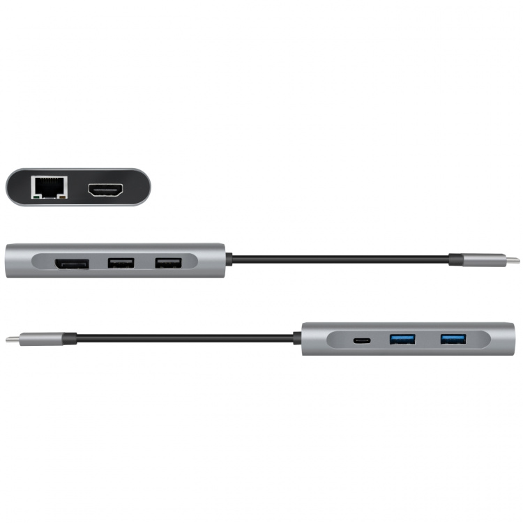LogiLink USB-C-docka 8-i-1 HDMI/DP/RJ45