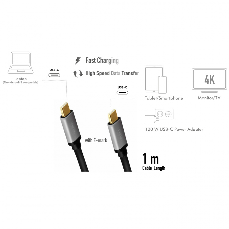LogiLink 2direct LogiLink USB Type-C kabel 1m