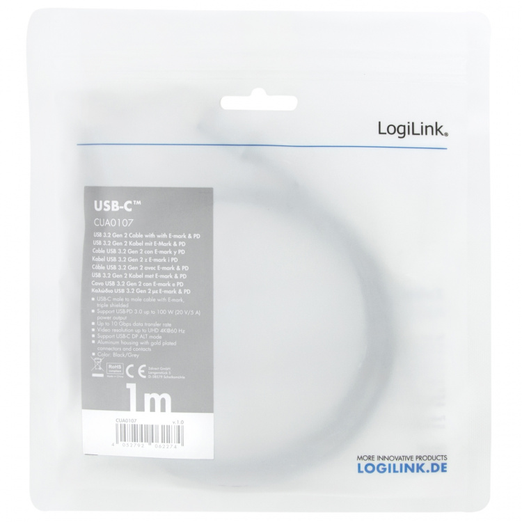 LogiLink 2direct LogiLink USB Type-C kabel 1m