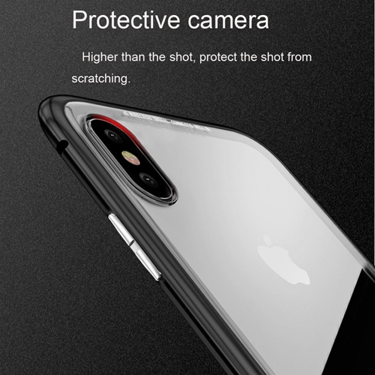 CAFELE iPhone X/XS glasetui med magnetisk lås til i sølvfarve