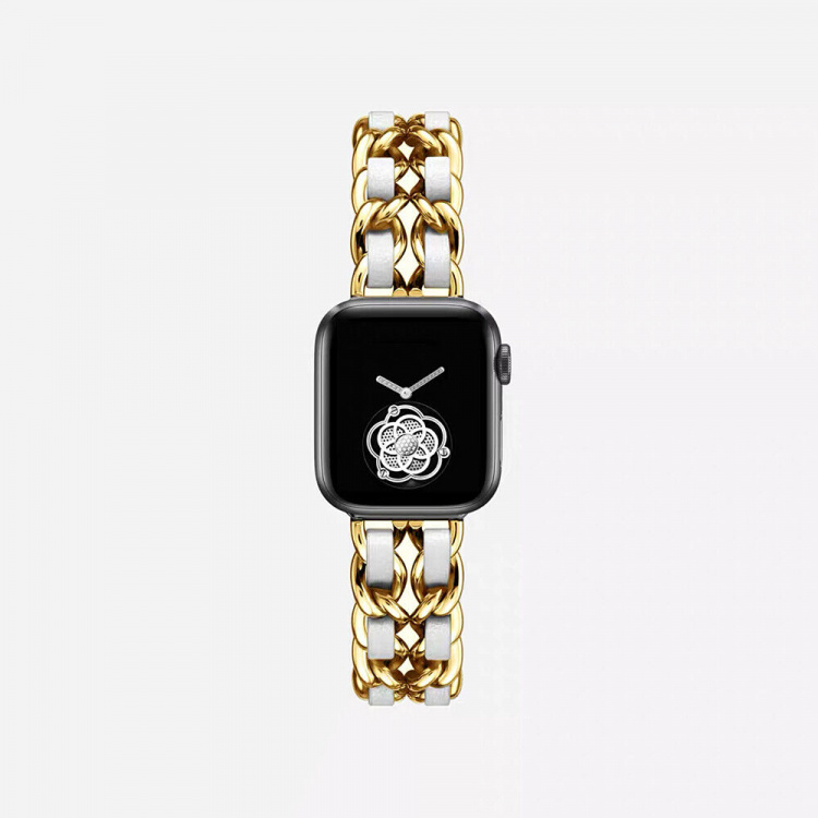 Stilfuldt metalarmbånd til Apple Watch 38/40/41 mm, guld/hvid