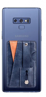 Stilfuld universalkortholder i PU-læder, blå