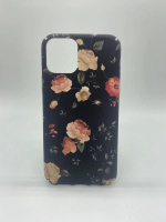 Marmor-etui med mørkt blomstermønster til iPhone 11