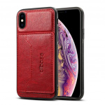 Trendy iPhone XS/X kunstlæderetui med kortlomme, rød