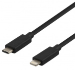 Kabel USB-C - Lightning, 2,4A, 1 m, sort